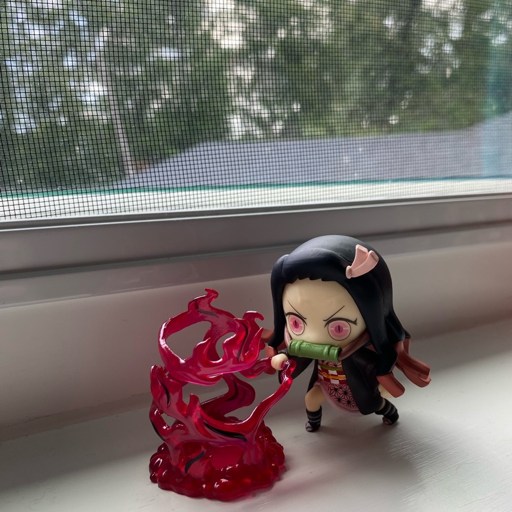 Demon Slayer Anime Figure with Pink Flame Accessory